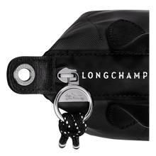 Load image into Gallery viewer, Longchamp Le Pliage Energy X-Small Top Handle Bag in blackclose up showing branded black and silver accents