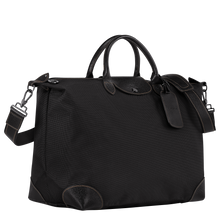 Load image into Gallery viewer, Longchamp Boxford Travel Bag Large - Black side view showing black leather accents