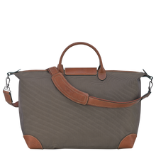 Load image into Gallery viewer, Longchamp Boxford Travel Bag Large in Brown showing shoulder strap