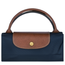 Load image into Gallery viewer, Longchamp Le Pliage Original Large Luggage Travel Bag in navy folded and snapped closed