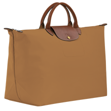 Load image into Gallery viewer, Longchamp Le Pliage Original Large Luggage Travel Bag fawn side view to show dimensions