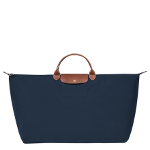 Load image into Gallery viewer, Longchamp Le Pliage Original X-Large Travel Bag in navy with brown leather trimming