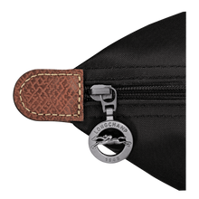 Load image into Gallery viewer, close up of silver color zipper pull with Longchamp logo
