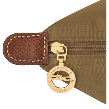 Load image into Gallery viewer, close up of gold zipper pull with longchamp logo