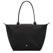 Load image into Gallery viewer, Longchamp Le Pliage One L Shoulder Bag Handbag black bag with matching black leather stripes and shoulder handles back view