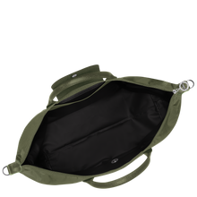 Load image into Gallery viewer, open expanded Longchamp Le Pliage Green Travel Bag in Forest green