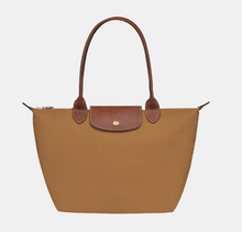 Load image into Gallery viewer, tan bag with brown leather accents