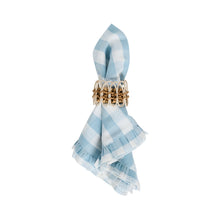 Load image into Gallery viewer, Juliska Gingham Ruffle Napkin ocean in a napkin ring