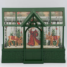 Load image into Gallery viewer, LED Lighted Swirl Greenhouse with Santa, Reindeer and Cardinals