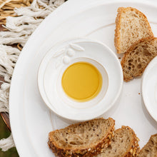 Load image into Gallery viewer, Vietri Luna Condiment Bowl with oil next to slices of bread