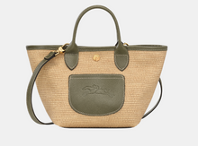 Load image into Gallery viewer, Longchamp Le Pliage Collection Crossbody Basket Bag with Artichoke
green color trimming, handles and pocket