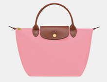 Load image into Gallery viewer, Longchamp Le Pliage Original Top Handle Handbag size Small in pink with brown leather trimming