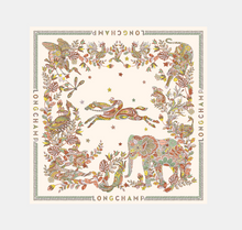 Load image into Gallery viewer, cream color Longchamp Forêt Longchamp Silk Scarf