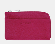 Load image into Gallery viewer, Longchamp Le Foulonne Zip Card Holder in red/pink