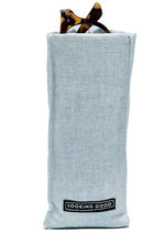 Load image into Gallery viewer, blue "Looking Good" Standing Eyeglass Holder with glasses inside the holder