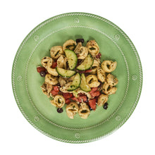 Load image into Gallery viewer, Juliska Berry & Thread Melamine Dinner Plate in Seagrass with pasta salad