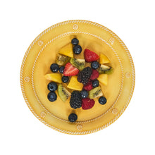 Load image into Gallery viewer, Sunshine Yellow Juliska Berry & Thread Melamine Dessert/Salad Plate with fruit