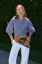 Load image into Gallery viewer, Striped Balloon Sleeve Shirt with emphasis on the 3/4 sleeves