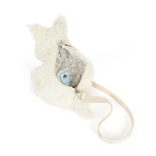 Load image into Gallery viewer, Jellycat Munro Scottie Dog Shoulder Bag back view showing open bag with print interior