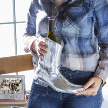 Load image into Gallery viewer, Mariposa Cowboy Boot Wine Cooler with wine bottle in it