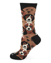 Load image into Gallery viewer, black sock with many dog faces