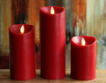 Load image into Gallery viewer, Moving Flame Red Pillar Candles