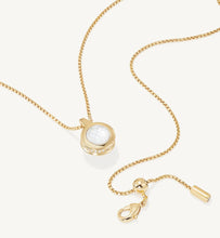 Load image into Gallery viewer, close up of the Dean Davidson Mini Ipanema Gold Pendant with white stone showing clasp