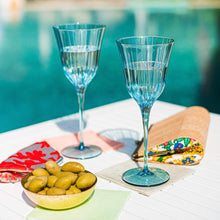 Load image into Gallery viewer, Vietri Natalia Teal Wine Glass on a table