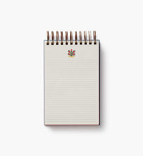 Load image into Gallery viewer, Rifle Paper Desktop Spiral Notepad - Rosette open to show lined paper