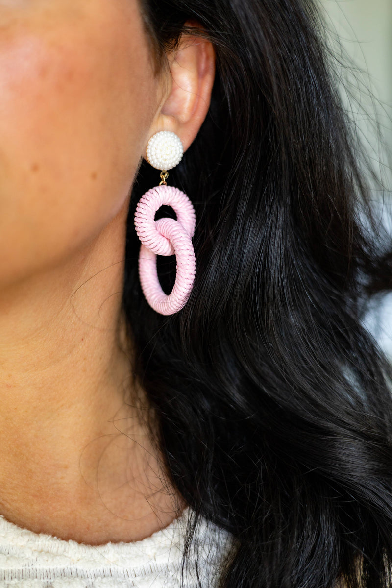 Nantucket Raffia Earrings - Pink and White – AGAPANTHUS