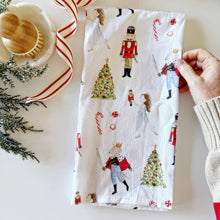 Load image into Gallery viewer, Nutcracker Tea Towel with watercolor images from the Nutcracker