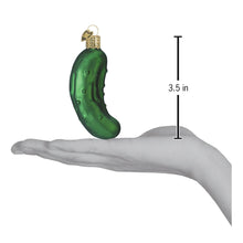 Load image into Gallery viewer, Graphic Old World Christmas Pickle Ornament showing 3.5" height