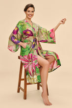 Load image into Gallery viewer, Powder Oversized Botanicals Kimono Gown Slate