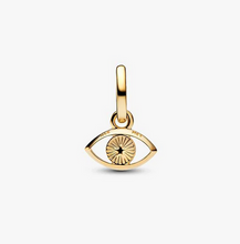 Load image into Gallery viewer, Gold eye-shaped pendant on a white background