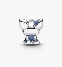 Load image into Gallery viewer, Silver charm with blue accents on a white background