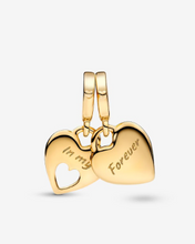 Load image into Gallery viewer, PANDORA Double Heart Split Dangle Charm - 14k Gold
