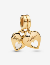 Load image into Gallery viewer, PANDORA Double Heart Split Dangle Charm - 14k Gold
