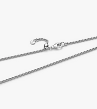 Load image into Gallery viewer, Silver rope chain necklace on a white background