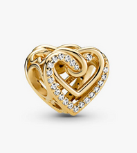 Load image into Gallery viewer, PANDORA Sparkling Entwined Hearts Charm - 14K Gold Plated