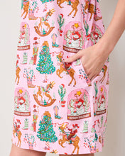 Load image into Gallery viewer, close up of pockets of the Cowboy Holiday Pink Boots Cami Nightgown