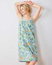 Load image into Gallery viewer, Model wearing Printfresh Must Love Cats Back to Bed Night Gown in cornflower blue