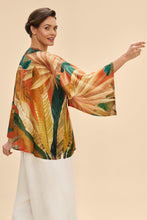 Load image into Gallery viewer, Powder Painted Palms Kimono Jacket Tangerine
