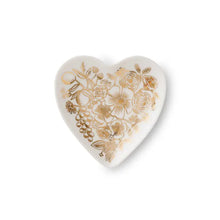 Load image into Gallery viewer, Heart shaped ring dish with gold flowers