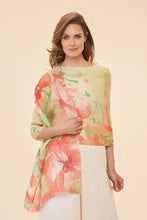Load image into Gallery viewer, Powder 100% Linen Watercolour Orchid Scarf - Light Green
