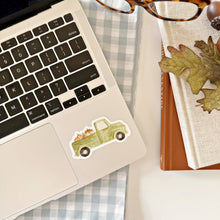 Load image into Gallery viewer, Pumpkin Truck Sticker on a computer
