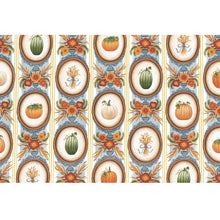 Load image into Gallery viewer, Hester & Cook Antique Pumpkin Frame Placemat with orange green and white pumpkins