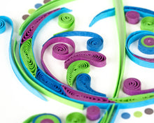 Load image into Gallery viewer, close up of quilled blue green and purple paper