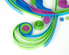 Load image into Gallery viewer, close up of quilled blue green and purple paper