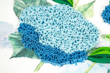Load image into Gallery viewer, close up of blue quilled flowers