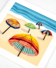 Load image into Gallery viewer, Quilled Colorful Beach Umbrellas Greeting Card